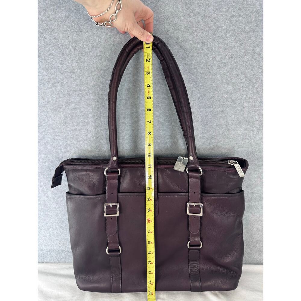 Claire Chase Executive 13"-15" Laptop Bag Dark Brown Leather Pockets Business - Picture 11 of 15